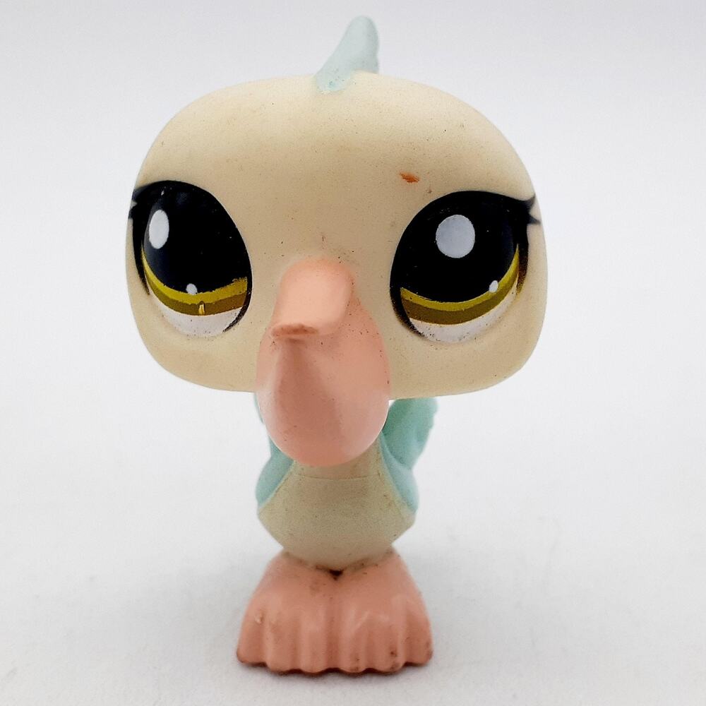 Littlest Pet Shop Pelican Bird Mini Figure Beige Yellow Eyes Hasbro LPS Toy